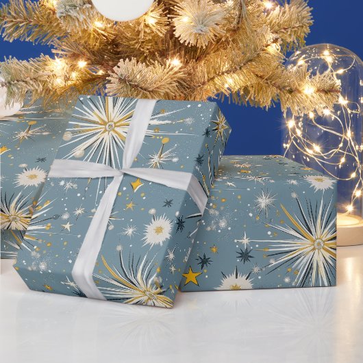 レトロヴィンテージクリスマス：原子星空の夜 ラッピングペーパー (クリスマス)