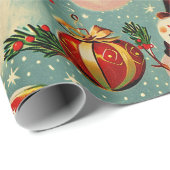 レトロヴィンテージクリスマス：霜の降りた雪だるま ラッピングペーパー (ロールコーナー)