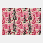 レトロヴィンテージクリスマス： 1950年代ピンククリスマス ラッピングペーパーシート (正面2)