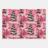 レトロヴィンテージクリスマス： 1950年代ピンククリスマス ラッピングペーパーシート (正面)