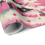 レトロヴィンテージクリスマス： 1950年代ピンククリスマス ラッピングペーパー (ロールコーナー)