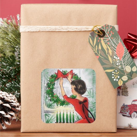 レトロヴィンテージクリスマレディーホリデーシール スクエアシール (クリスマス)