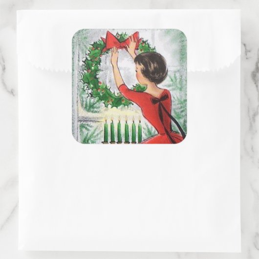 レトロヴィンテージクリスマレディーホリデーシール スクエアシール (バッグ)