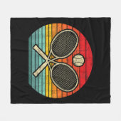 レトロヴィンテージクロステニスラケット – スポーツ愛好家 フリースブランケット (正面(横))