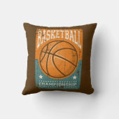 レトロヴィンテージグランジオレンジブルーバスケットボール クッション (裏面)