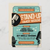 レトロヴィンテージグランジスタンドアップコメディショー 招待状 (正面/裏面)