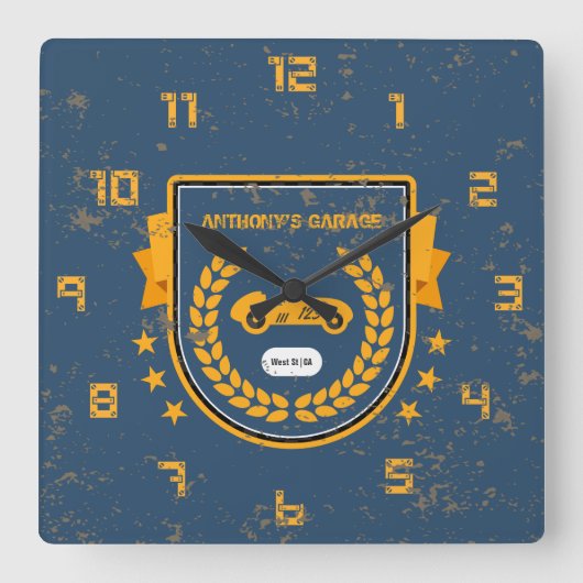 レトロヴィンテージグランジ庫 スクエア壁時計 (正面)