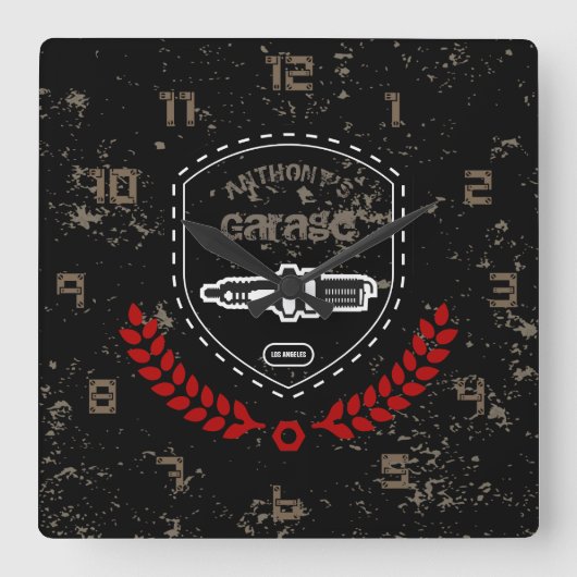 レトロヴィンテージグランジ庫 スクエア壁時計 (正面)