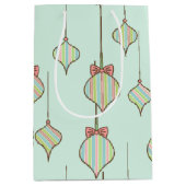 レトロヴィンテージグリーンクリスマスオーナメント抱き枕 ミディアムペーパーバッグ (正面)