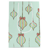 レトロヴィンテージグリーンクリスマスオーナメント抱き枕 ミディアムペーパーバッグ (裏面)