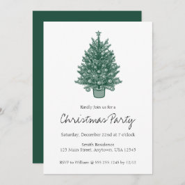 レトロヴィンテージグリーンクリスマスパーティー 招待状