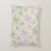 レトロヴィンテージグリーンパープル小花柄 アクセントクッション (裏面(縦))