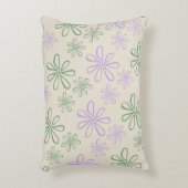 レトロヴィンテージグリーンパープル小花柄 アクセントクッション (正面(垂直))