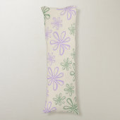 レトロヴィンテージグリーンパープル小花柄 ボディピロー (正面縦)