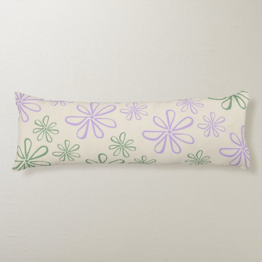 レトロヴィンテージグリーンパープル小花柄 ボディピロー (正面)