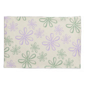 レトロヴィンテージグリーンパープル小花柄 枕カバー (裏面)