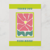 レトロヴィンテージグリーンフラワーサンキューカード ポストカード (正面)