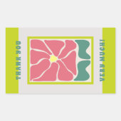 レトロヴィンテージグリーンフラワーサンキュー 長方形シール (正面)