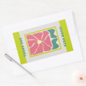 レトロヴィンテージグリーンフラワーサンキュー 長方形シール (封筒)