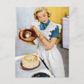 レトロヴィンテージケーキベーキングレディ ポストカード (正面)