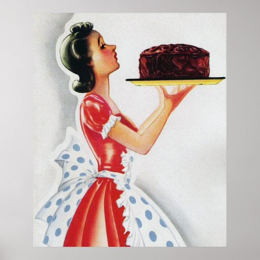 レトロヴィンテージケーキレディーコートのポスター ポスター (正面)