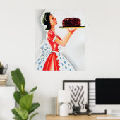 レトロヴィンテージケーキレディーコートのポスター ポスター (ホームオフィス)