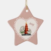 レトロヴィンテージコケットパステルベビーアニマルズキャット セラミックオーナメント (右)