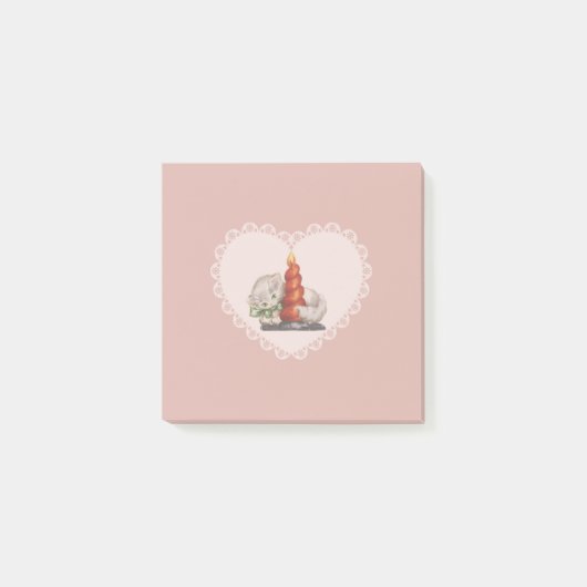 レトロヴィンテージコケットパステルベビーアニマルズキャット ポストイット (正面)