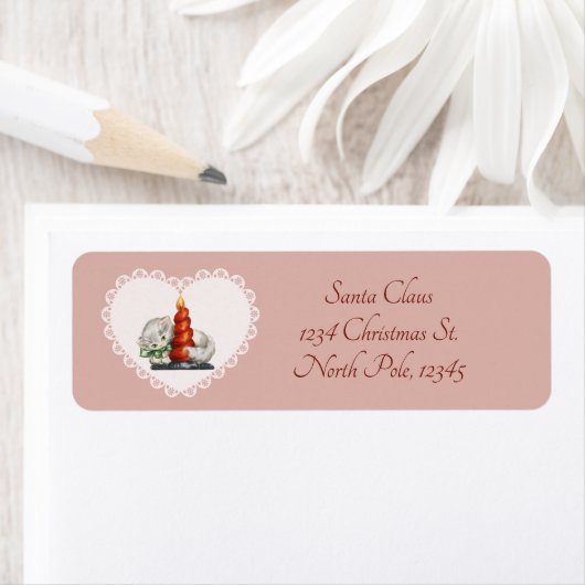 レトロヴィンテージコケットパステルベビーアニマルズキャット ラベル (インサイチュ)