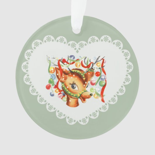 レトロヴィンテージコケットパステルベビーアニマルズディアー オーナメント (正面)