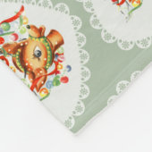 レトロヴィンテージコケットパステルベビーアニマルズディアー フリースブランケット (角)