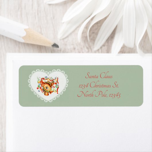 レトロヴィンテージコケットパステルベビーアニマルズディアー ラベル (インサイチュ)