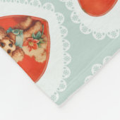 レトロヴィンテージコケットパステルベビーアニマルズドッグ フリースブランケット (角)