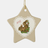 レトロヴィンテージコケットパステルベビーアニマルズバニー セラミックオーナメント (右)