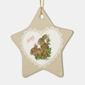 レトロヴィンテージコケットパステルベビーアニマルズバニー セラミックオーナメント (左)