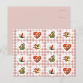 レトロヴィンテージコケットベビーアニマルジンガム シーズンポストカード