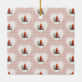 レトロヴィンテージコケットベビーアニマルズキャットギンガム セラミックオーナメント (裏面)