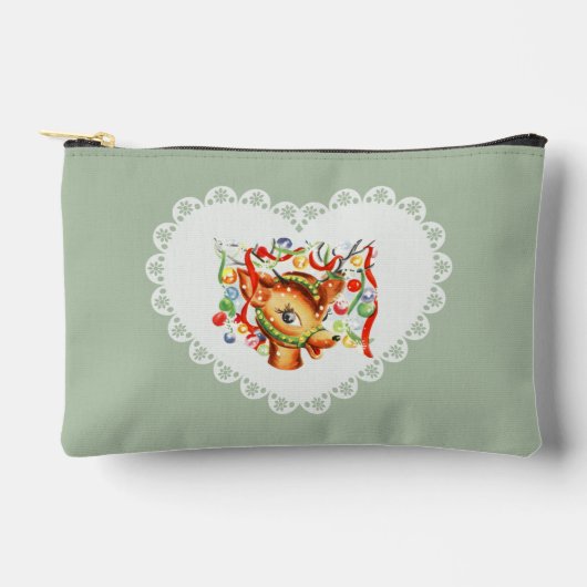 レトロヴィンテージコケットベビーアニマルズディアギンガム アクセサリーポーチ (正面)