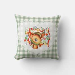 レトロヴィンテージコケットベビーアニマルズディアギンガム クッション