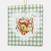 レトロヴィンテージコケットベビーアニマルズディアギンガム セラミックオーナメント (左)