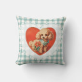 レトロヴィンテージコケットベビーアニマルズドッグギンガム クッション (正面)