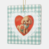 レトロヴィンテージコケットベビーアニマルズドッグギンガム セラミックオーナメント (左)