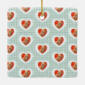 レトロヴィンテージコケットベビーアニマルズドッグギンガム セラミックオーナメント (裏面)