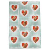 レトロヴィンテージコケットベビーアニマルズドッグギンガム ミディアムペーパーバッグ (裏面)