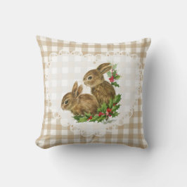 レトロヴィンテージコケットベビーアニマルズバニージンガム クッション