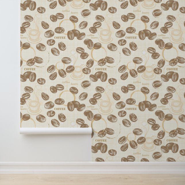 レトロヴィンテージコーヒー豆&エスプレッソカップキッチン 壁紙 (アプリケーション)