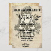 レトロヴィンテージゴシック死んだスカルバラハローウィンパーティ 招待状 (正面/裏面)