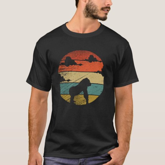 レトロヴィンテージゴリラと可愛い動物6 Tシャツ (正面)