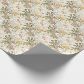 レトロヴィンテージゴールデンクリスマスエンジェル&ホーン ラッピングペーパー (角)