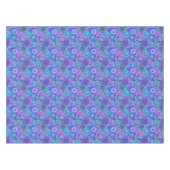 レトロヴィンテージサイケデリック円パターン長方形 テーブルクロス (正面(横))